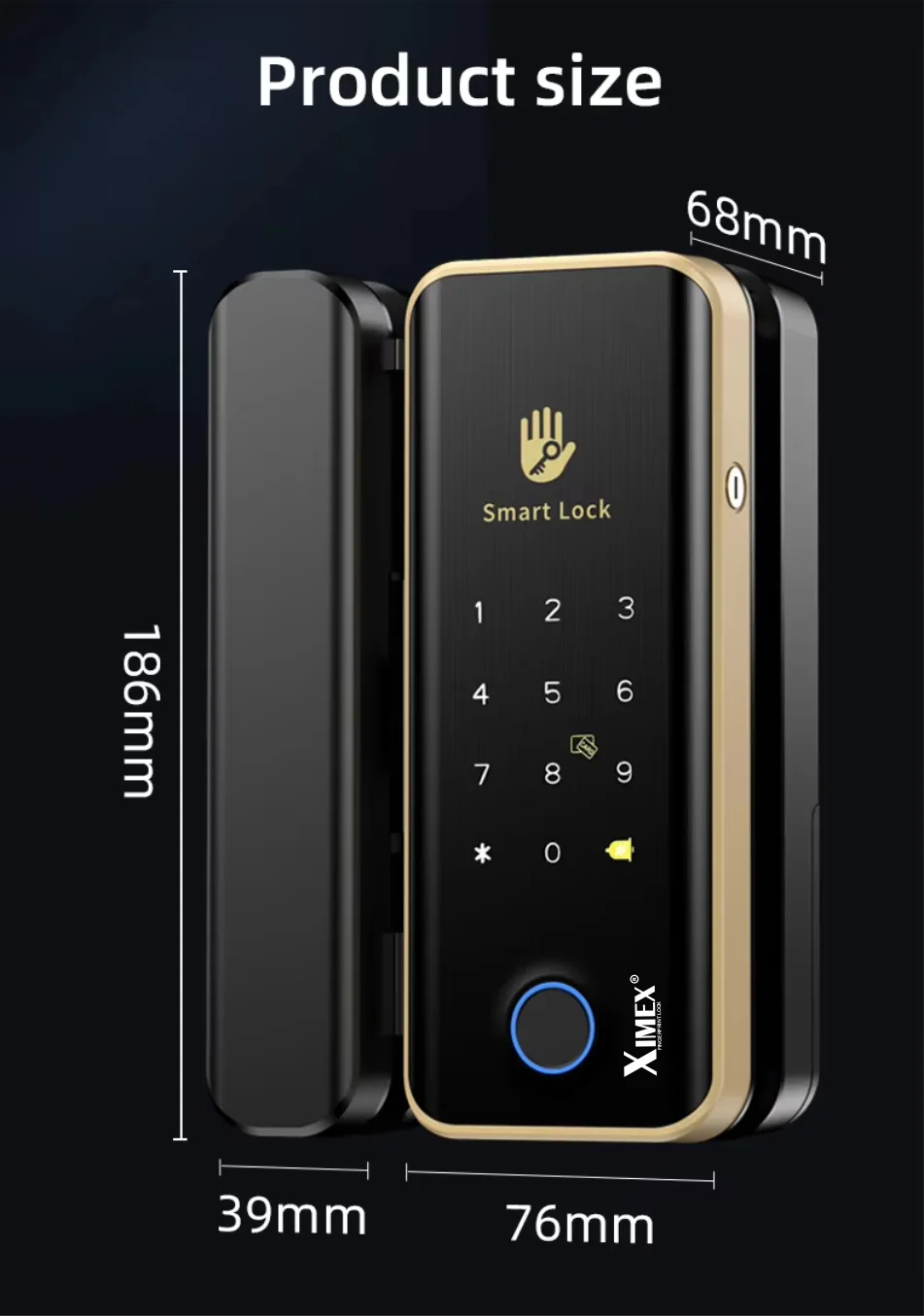 Khóa Vân Tay Cửa Kính XIMEX G05